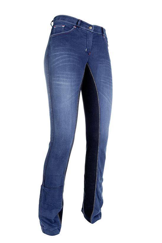 Reithose "Summer Denim", Alos Wildlederimitat-Vollbesatz, Damen, jeansblau
