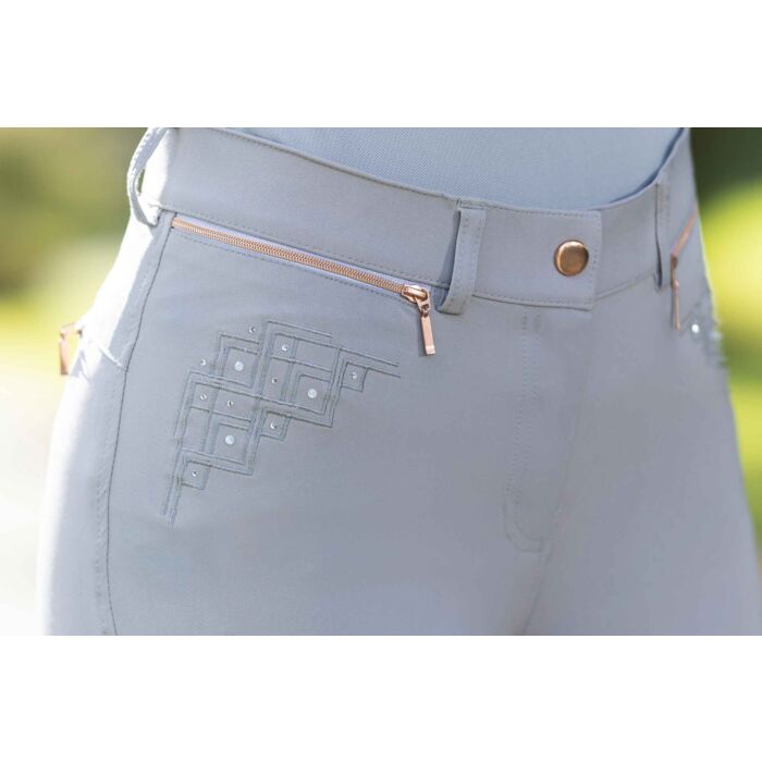 HKM Reithose "Rosegold Sparkle Style"  Sil.-Vollbesatz,grau/rosegold