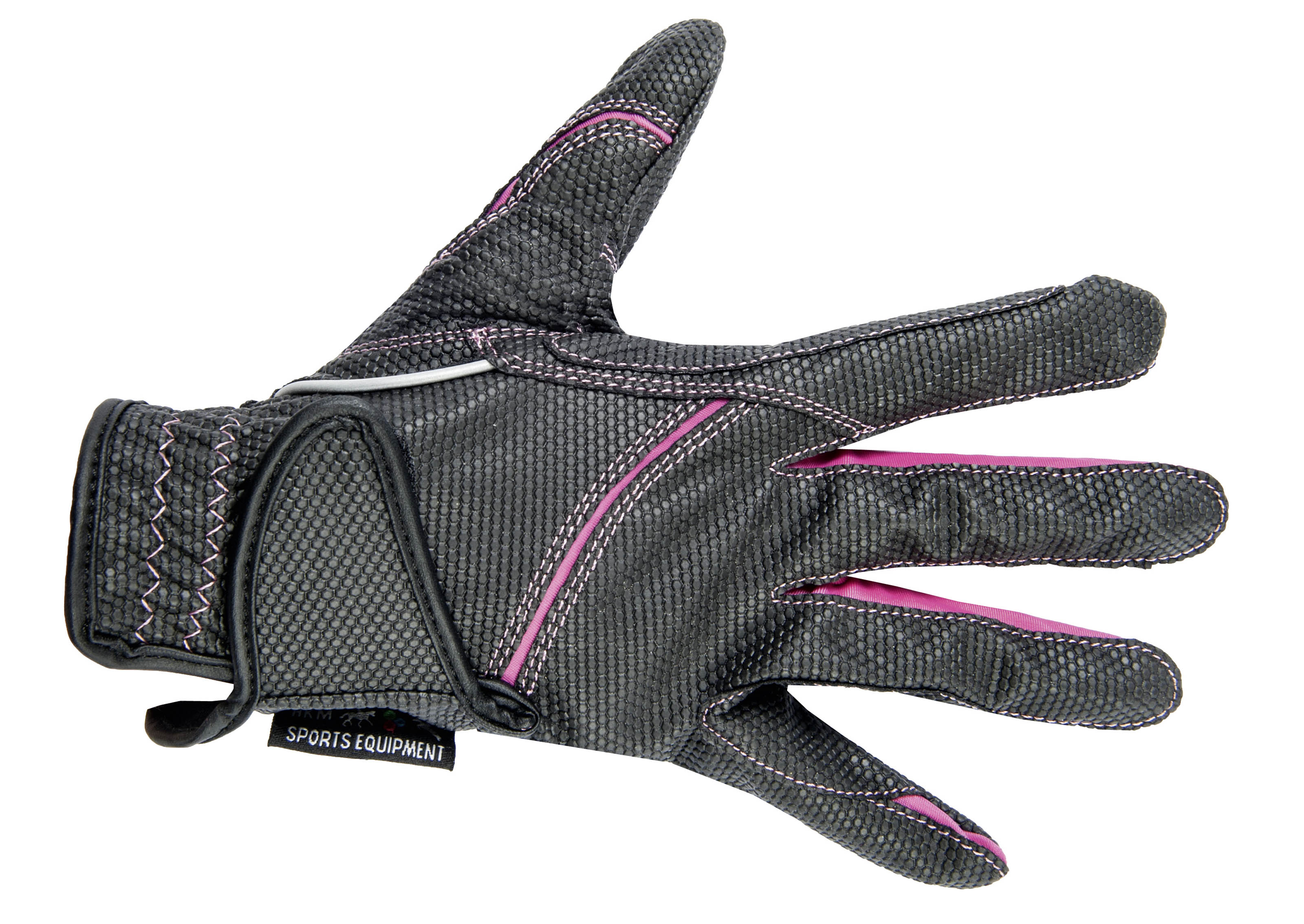 Reithandschuhe "Fashion", schwarz/pink