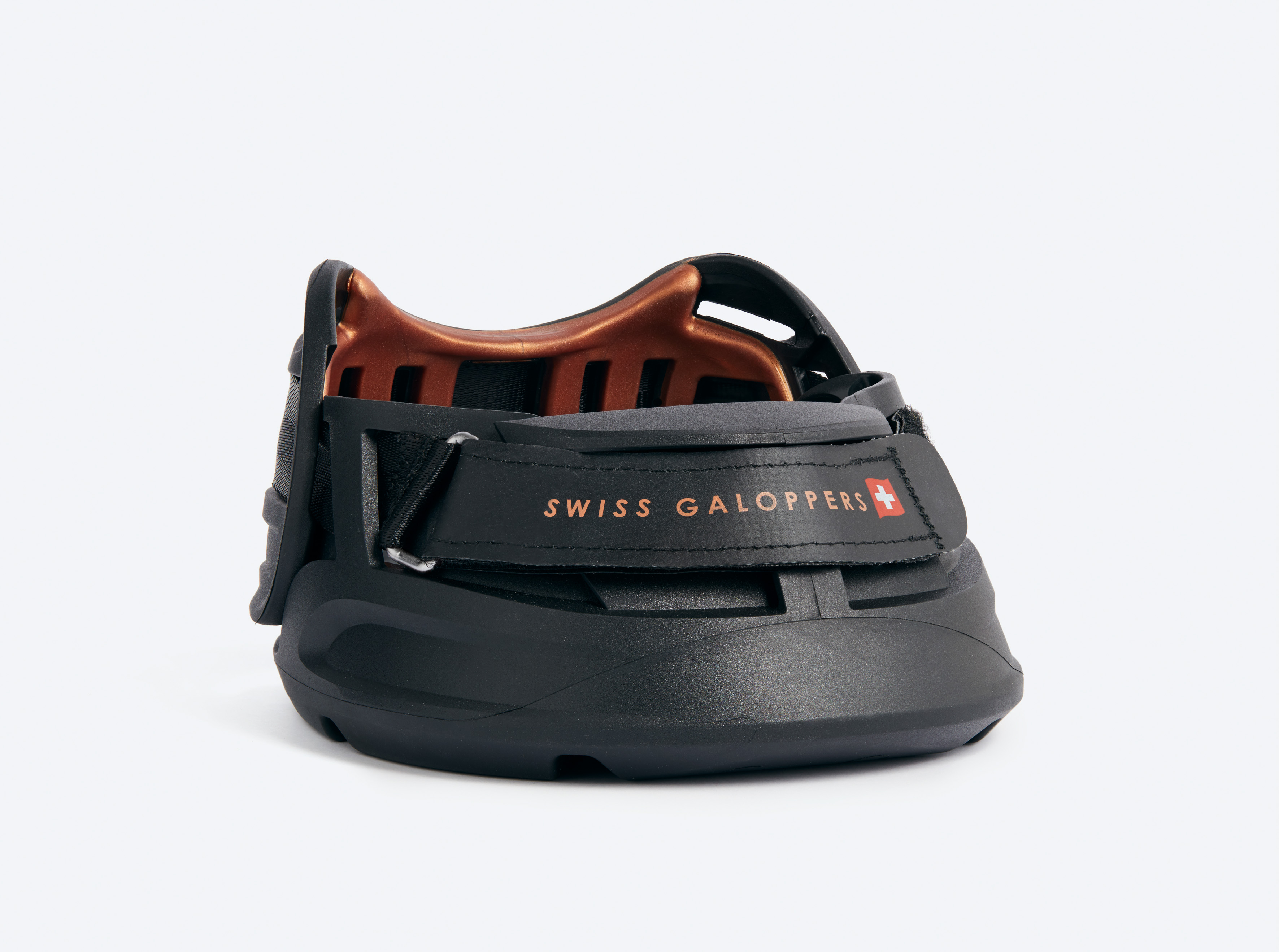 Swiss Galoppers Hufschuh, L-Version, schwarz, inkl. Ballenpolster und Fesselband (Paar)