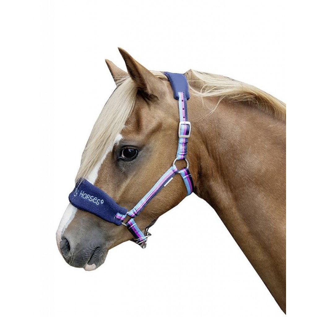 Halfter "Funny Horses", dunkelblau/blau/dunkelpink