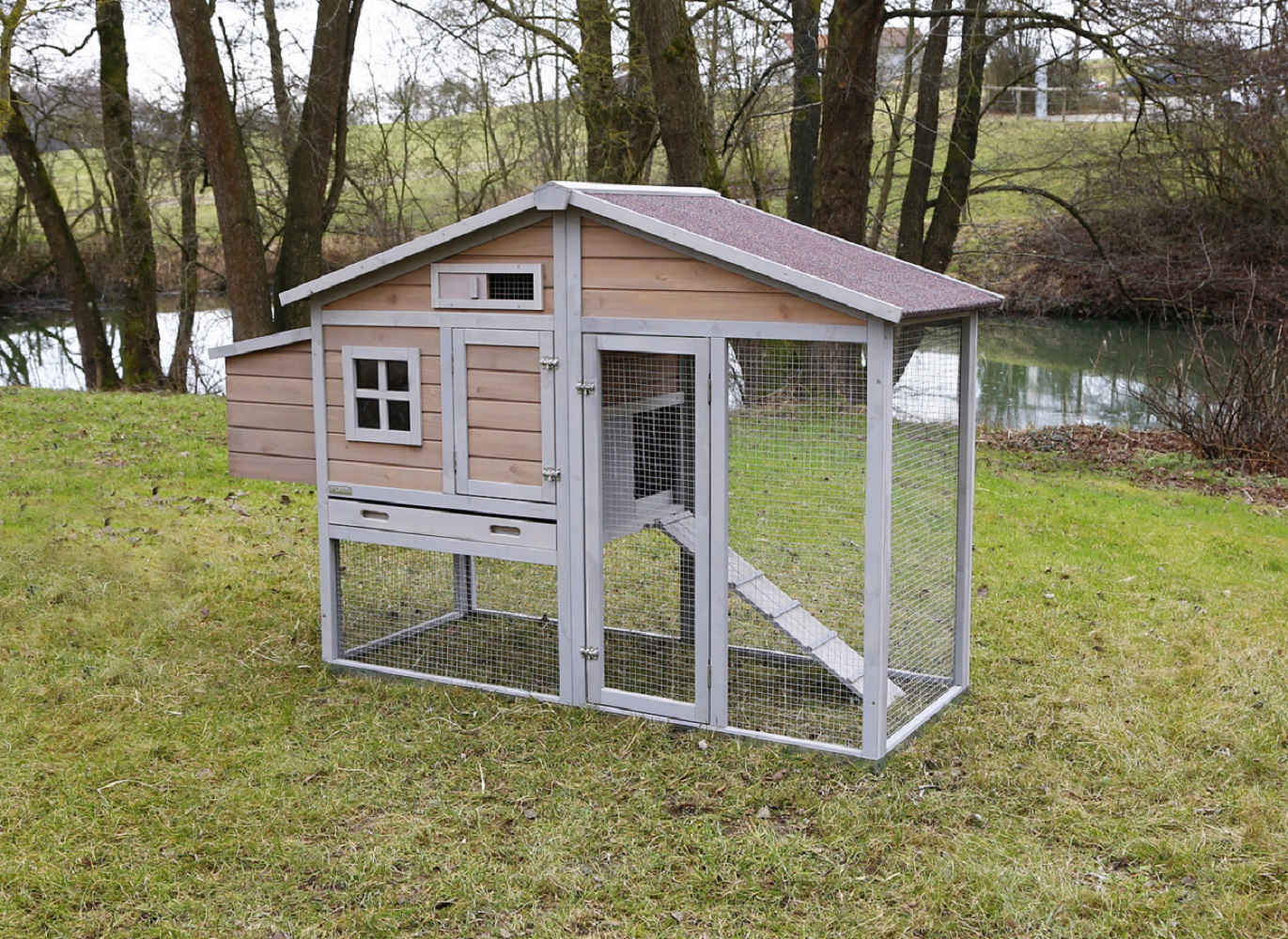 Kerbl Hühnerstall Bonny, 181 x 65 x 118 cm, mit Metallrahmen am Boden