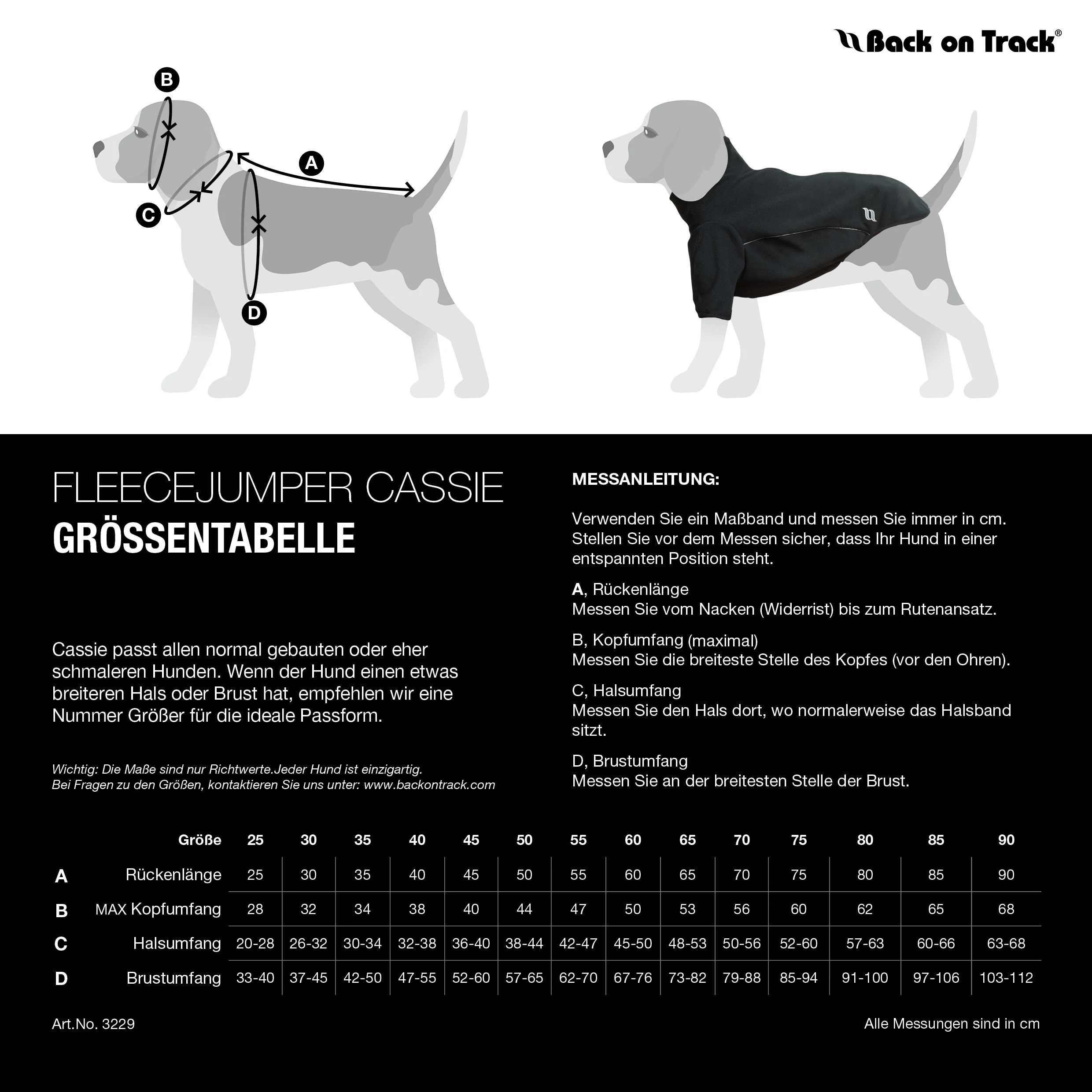 Back on Track Allwetter Hundepullover Cassie, schwarz, Fleece