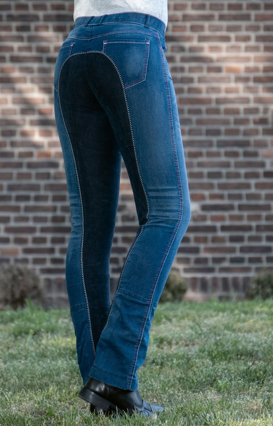 Reithose "Summer Denim", Alos Wildlederimitat-Vollbesatz, Damen, jeansblau