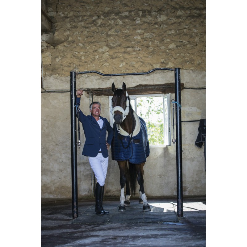 EQUITHÈME "Teddy", Stalldecke, mit synthetischem Lammfell-Futter, marineblau