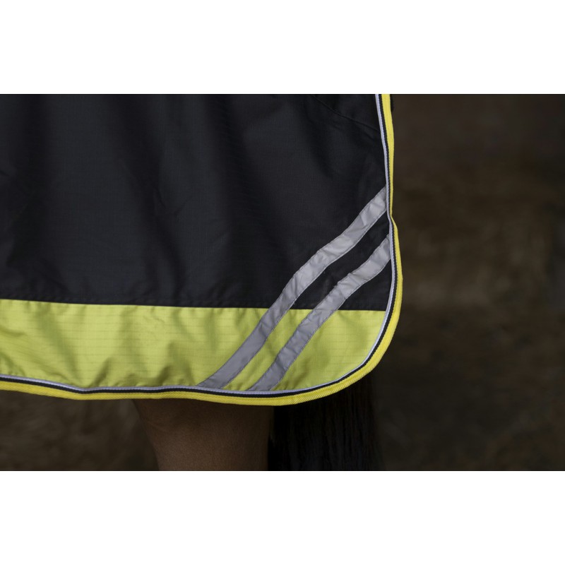 EQUITHÈME TYREX 600D "Reflective", Nierendecke, schwarz/gelb, Pferdedecke, Ausreitdecke