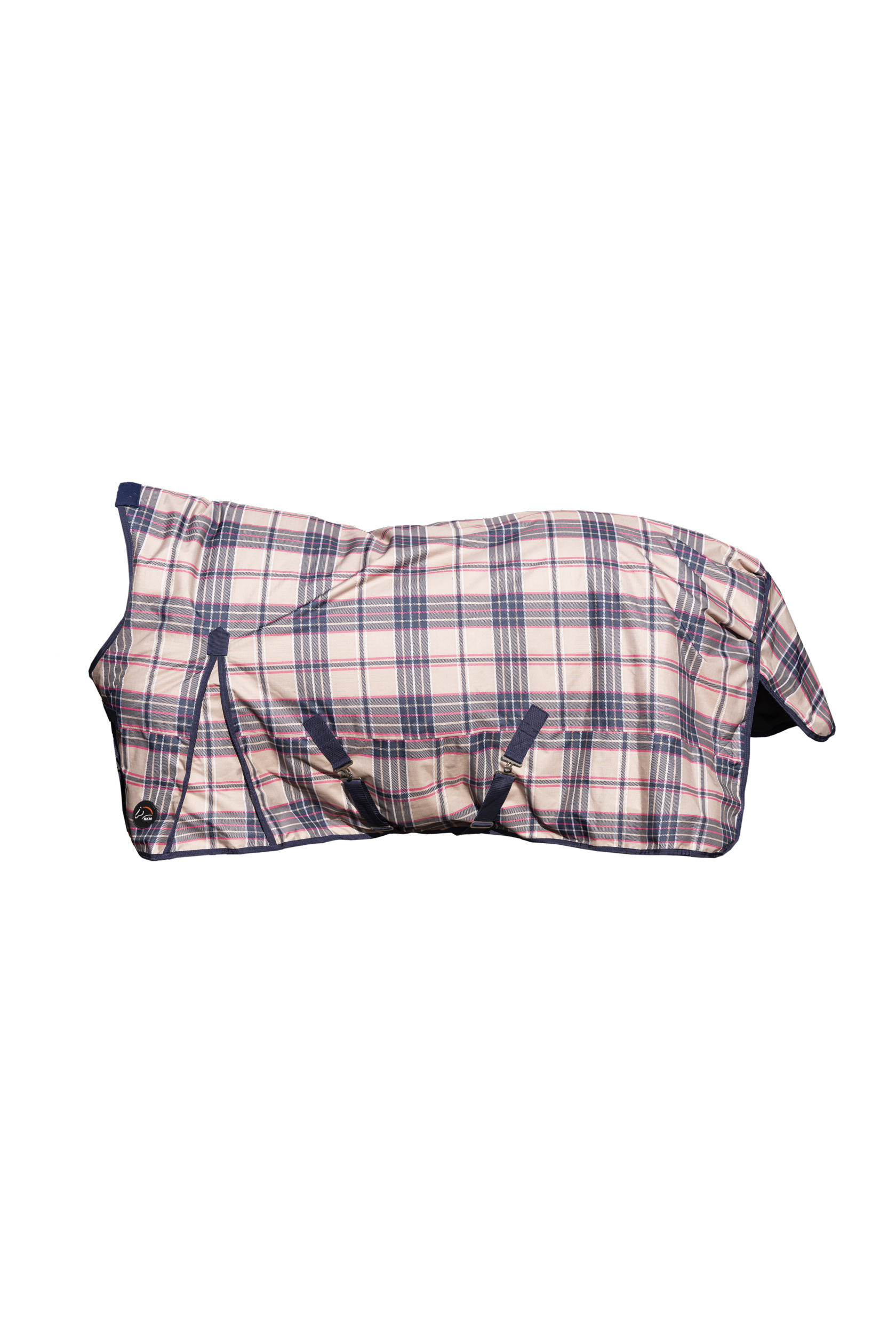 Highneckdecke "Cambridge", 600D mit 300g Wattefüllung, beige/dunkelblau