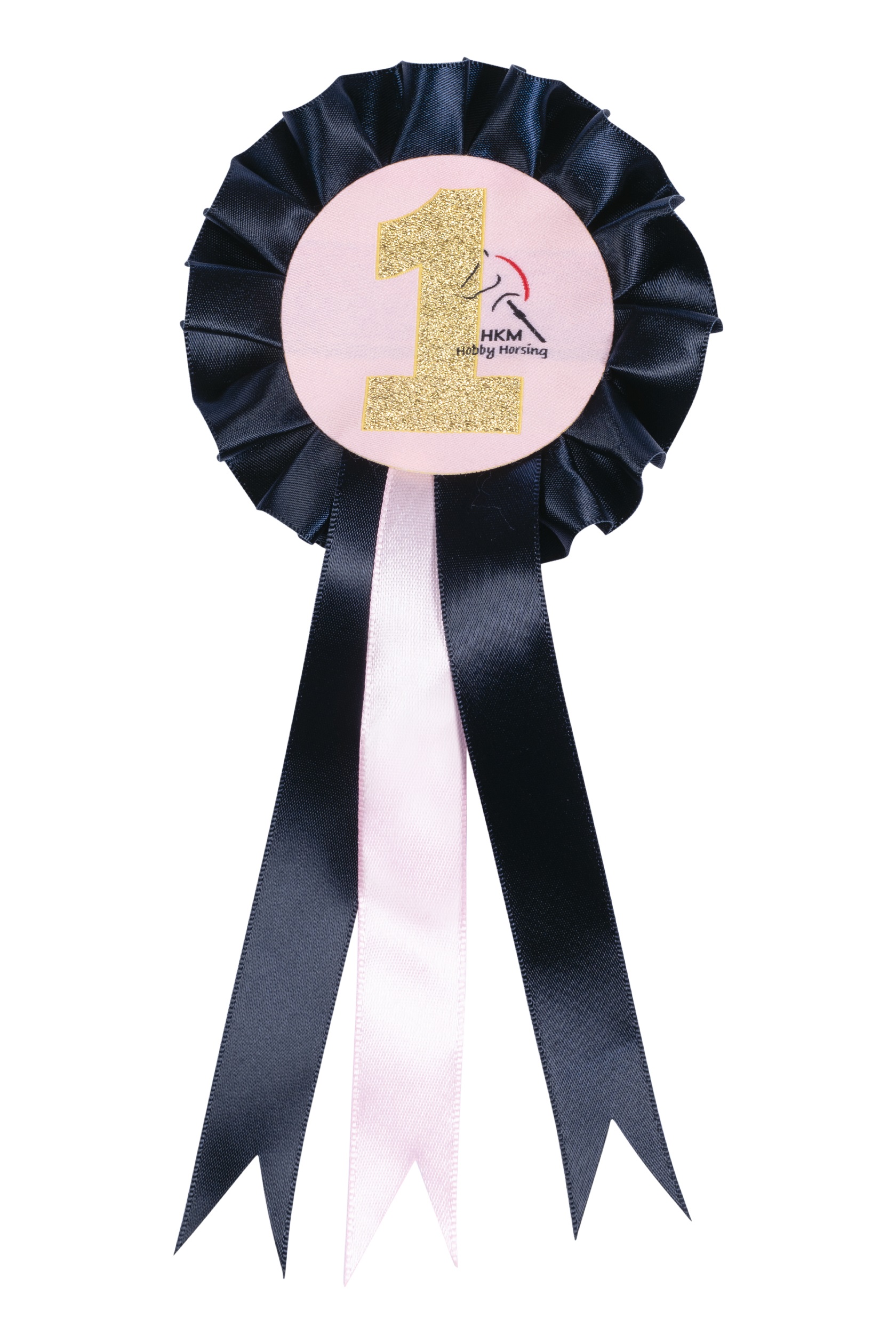 Turnierschleife "Hobby Horsing", dunkelblau/rosa
