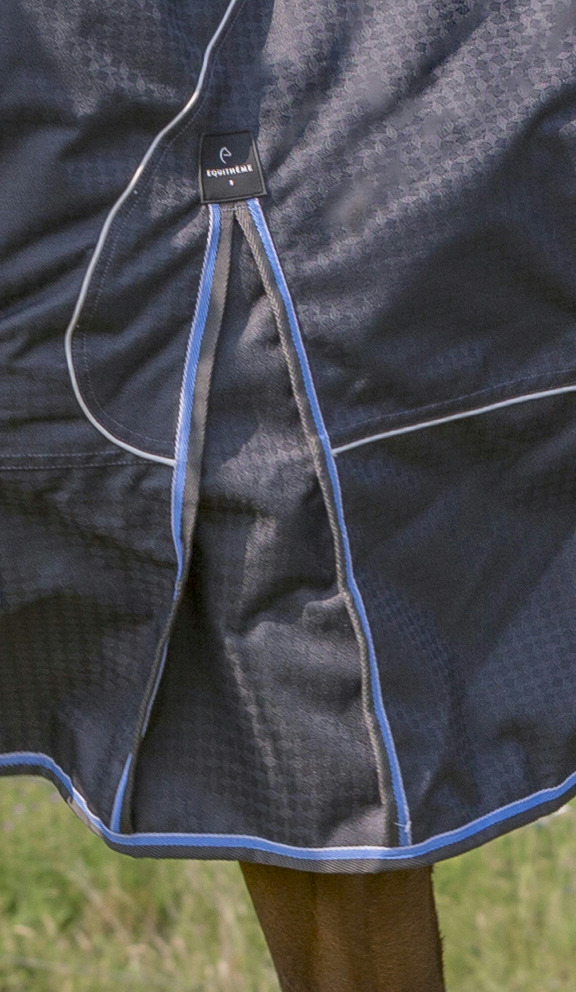 EQUITHÈME "TYREX 1200D" 8000/8000 High-Neck-Decke, 300g Füllung, Pferdedecke, grau/blau, Weidedecke